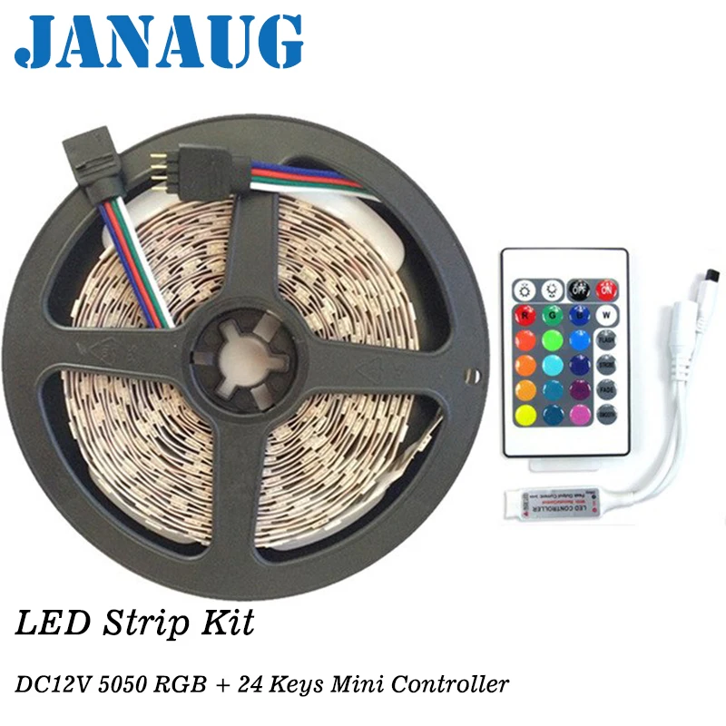 

5050 RGB 300LEDs Flexible Color Changing Full Kit LED Strip Light with 24 Keys IR Remote Controller,12V 3A 36W Power Supply