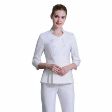 Салон красоты розовый двубортный рабочая одежда женские плиссированные топ+ брюки наборы косметической хирургии Больница униформа медсестры спа ткань