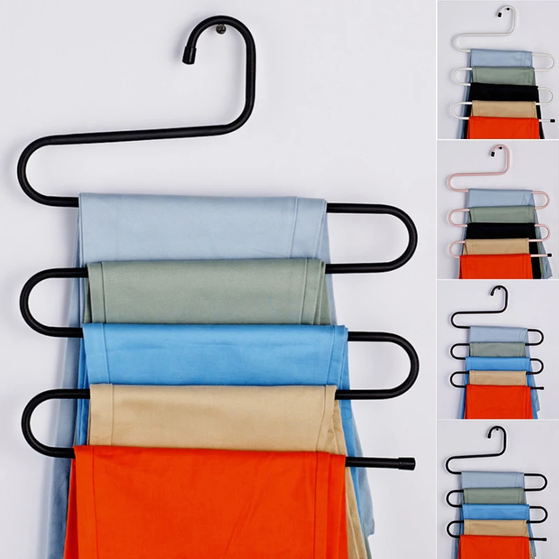 

Creative S Shape 5 Layers Wardrobe Storage Hangers Space-saving Large Capacity Clothes Pants Towels Storage Racks Durable Hanger