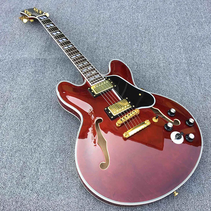 Galilee 335 electric guitar,Quality assurance,pretty classic wine red,One more knob switch,gold accessories.Real picture display