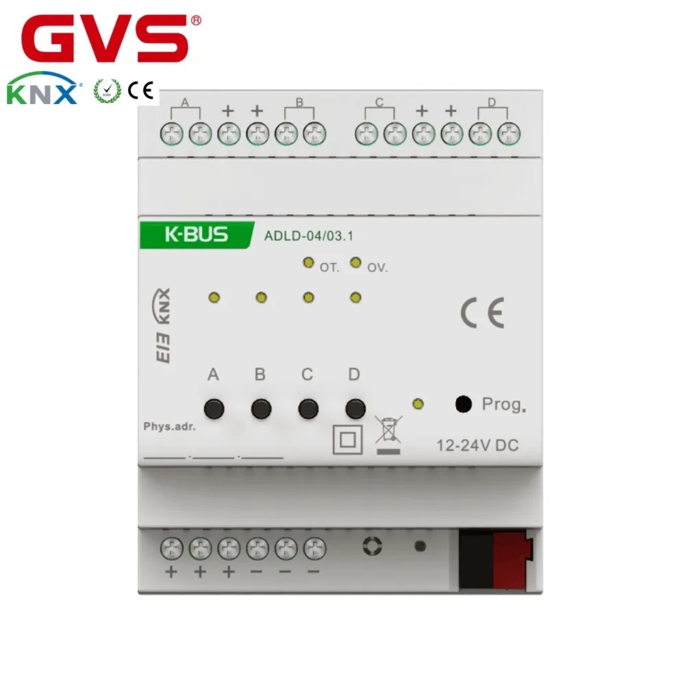 

New GVS K-BUS KNX/EIB Smart Home Villa Office Hotel Building Automation System KNX LED Dimming Actuator 4 Folds, 4A