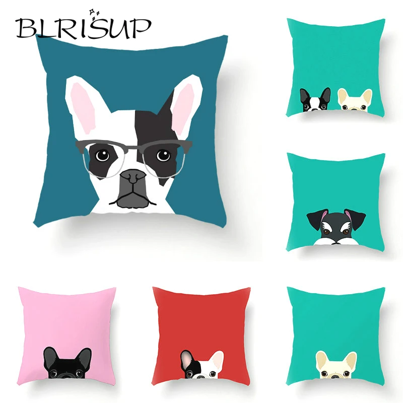 

BLRISUP Cute Animal Dog Decorative Pillowcase Cushion Cover Miniature Pinscher Dogs Pillows Cover Christmas Decorations For Home
