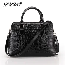 Luyo cocodrilo del cuero genuino del hombro de lujo bolsos mujeres top-Handle bolsos Bolsos Mujer bolso neutral