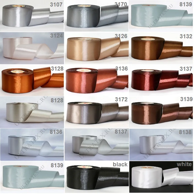 

12,25,50 mm Satin ribbon single face, grey, brown, black, white colors assortment 36 yards per roll DIY Wedding Decoration Gift