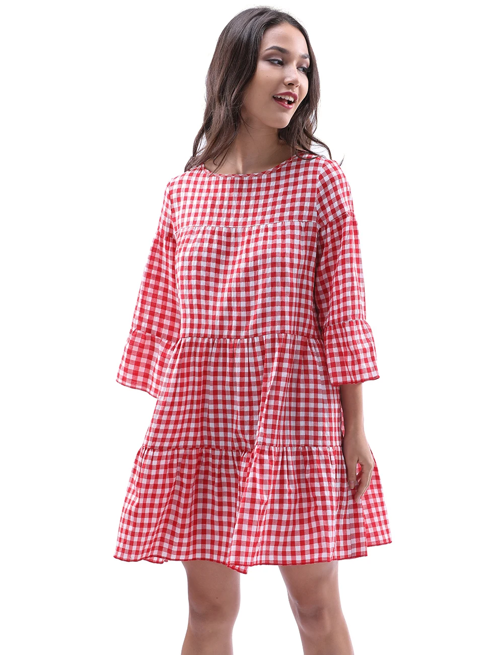 Giraffita Для женщин негабаритных Плиссированные платье в клетку Летние Элегантные