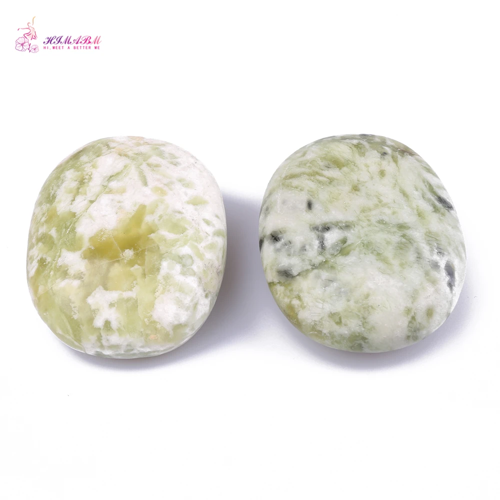 HIMABM 2 Pieces Natural Light Green Xiuyan Jade Hot Spa Basalt Stone Massage Basalt Stone Lava Rocks 6*8cm HIMABM 2 Pieces Natural Light Green Xiuyan Jade Hot Spa Basalt Stone Massage Basalt Stone Lava Rocks 6*8cm
