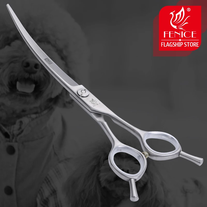 

Fenice 6.75 inch Professional Curved Dogs Grooming Scissors Pets Hair Cuttings Shears Japan 440c Stainless Steel