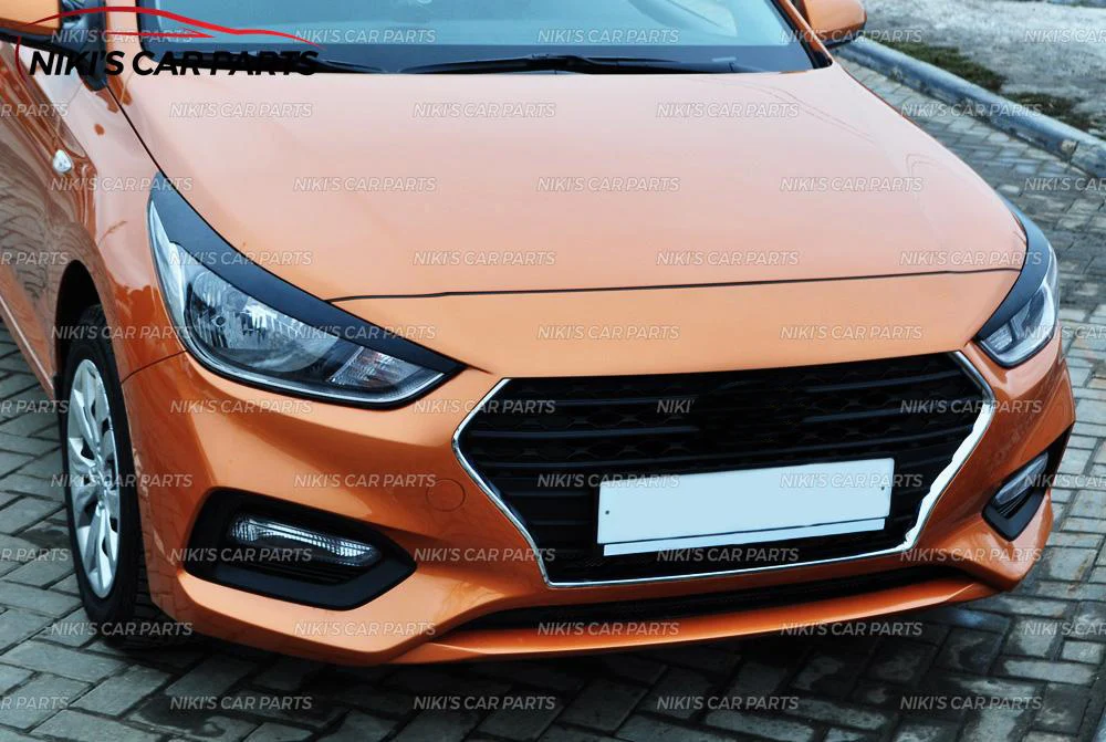 Брови на фары для hyundai Solaris-модель узкая ABS пластиковые реснички ресницы для украшения автомобиля Стайлинг тюнинг