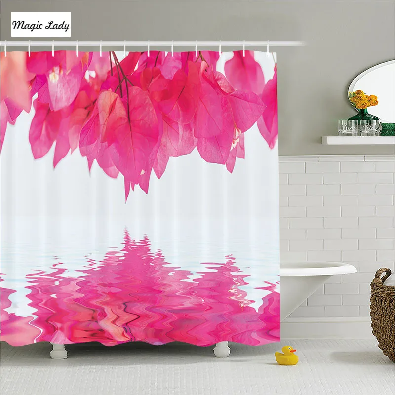 Shower Curtain Pink Bathroom Accessories Bougainvillea Flowers Petals