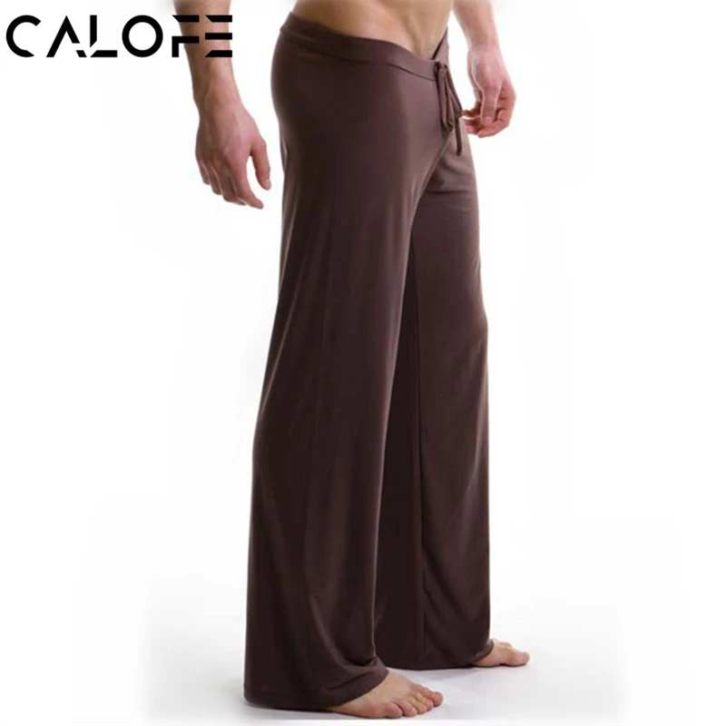 CALOFE Sexy Low Waist Mens Yoga Pants Elastic Waistband