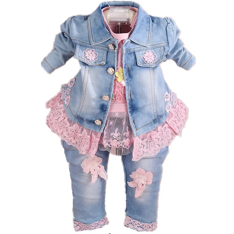 Baby Girl Clothes Sets 2018 Brand Spring Autumn Fashion Lace Floral