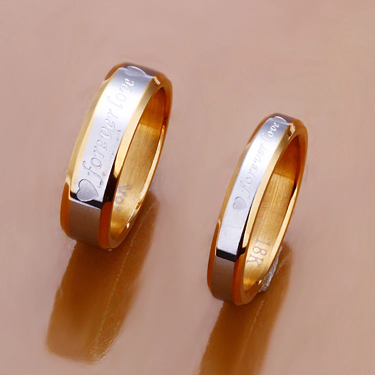 

1pcs Never fade engagement gold silver plated forever Love letter jewerly accessories Women & Men wedding Couple Rings