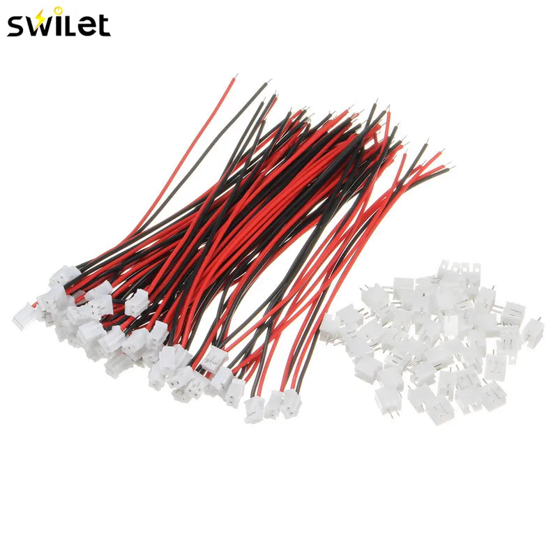 

SWILET 50pcs/set 26AWG 2.0 PH 2-Pins 120mm Length Mini Micro JST Connector Wires With Plug Electrical Cable