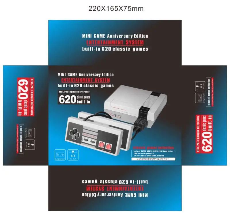 2018 двухкнопочная Мини ТВ портативная игровая консоль для игр Nes с 620 различными
