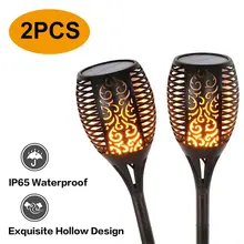 2 шт. Солнечный пламенный фонарь светодиодный светильник мерцающий IP65 водонепроницаемый открытый садовые дорожки украшения ландшафтный свет