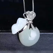 925 silver jewelry Natural White jade wholesale natural Hetian jade money bag pendant 925 silver jewelry Natural White jade wholesale natural Hetian jade money bag pendant
