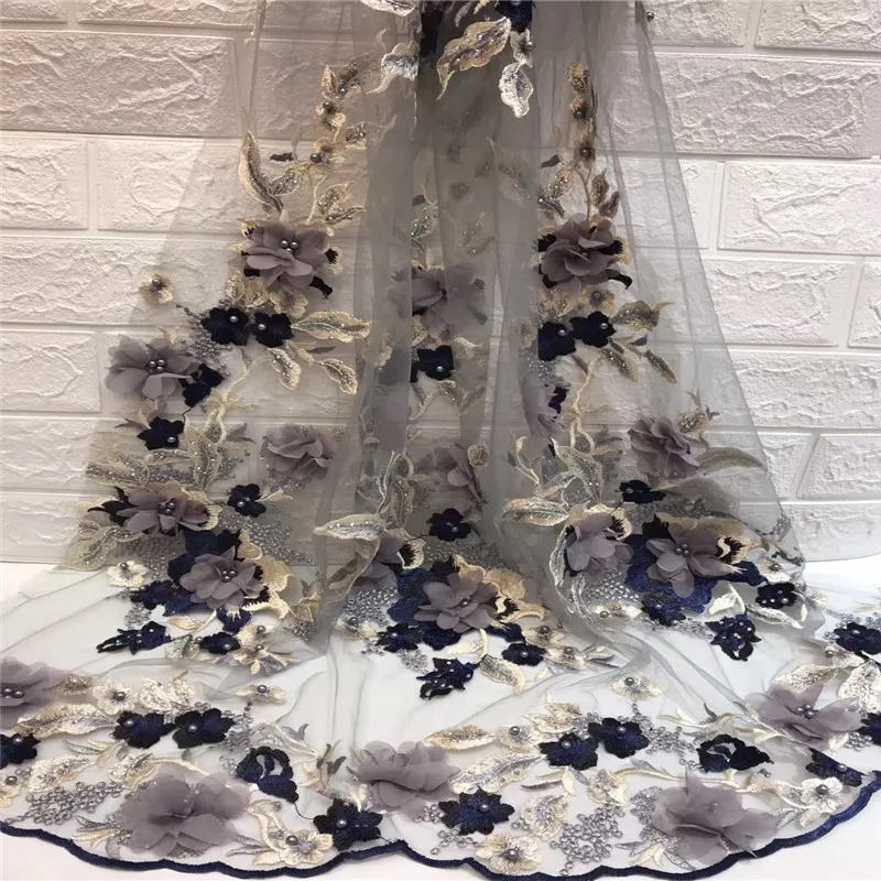 

2018 Latest African French Lace Fabric High Quality African Tulle Lace Fabric For Wedding Nigerian Lace Fabrics HJ1071-1