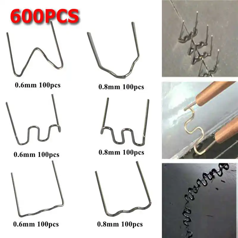 

600pcs Stainless Steel Standard Pre Cut 0.8mm/0.6mm Hot Staples for Plastic Stapler Car Bumper Repair Hine Welder