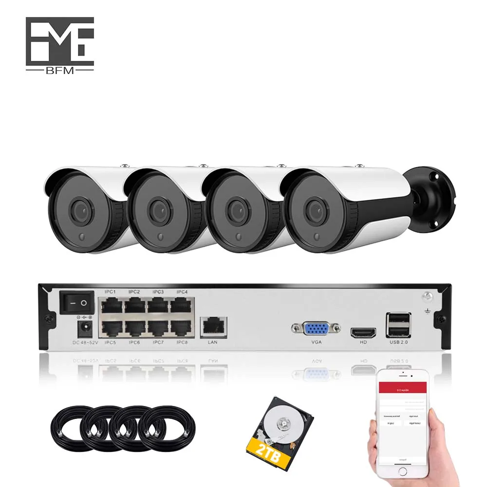 BFMore 4CH 8CH H.265 5.0MP Камера s Системы POE NVR комплект наблюдения безопасности комплект видеонаблюдения Открытый IP Камера Indoor