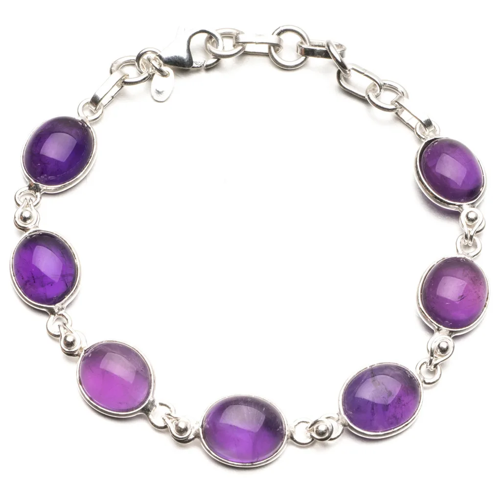 StarGems(tm) Natural Amethyst 925 Sterling Silver Tennis Bracelet 6 1/2-7 1/2&quot | Украшения и аксессуары