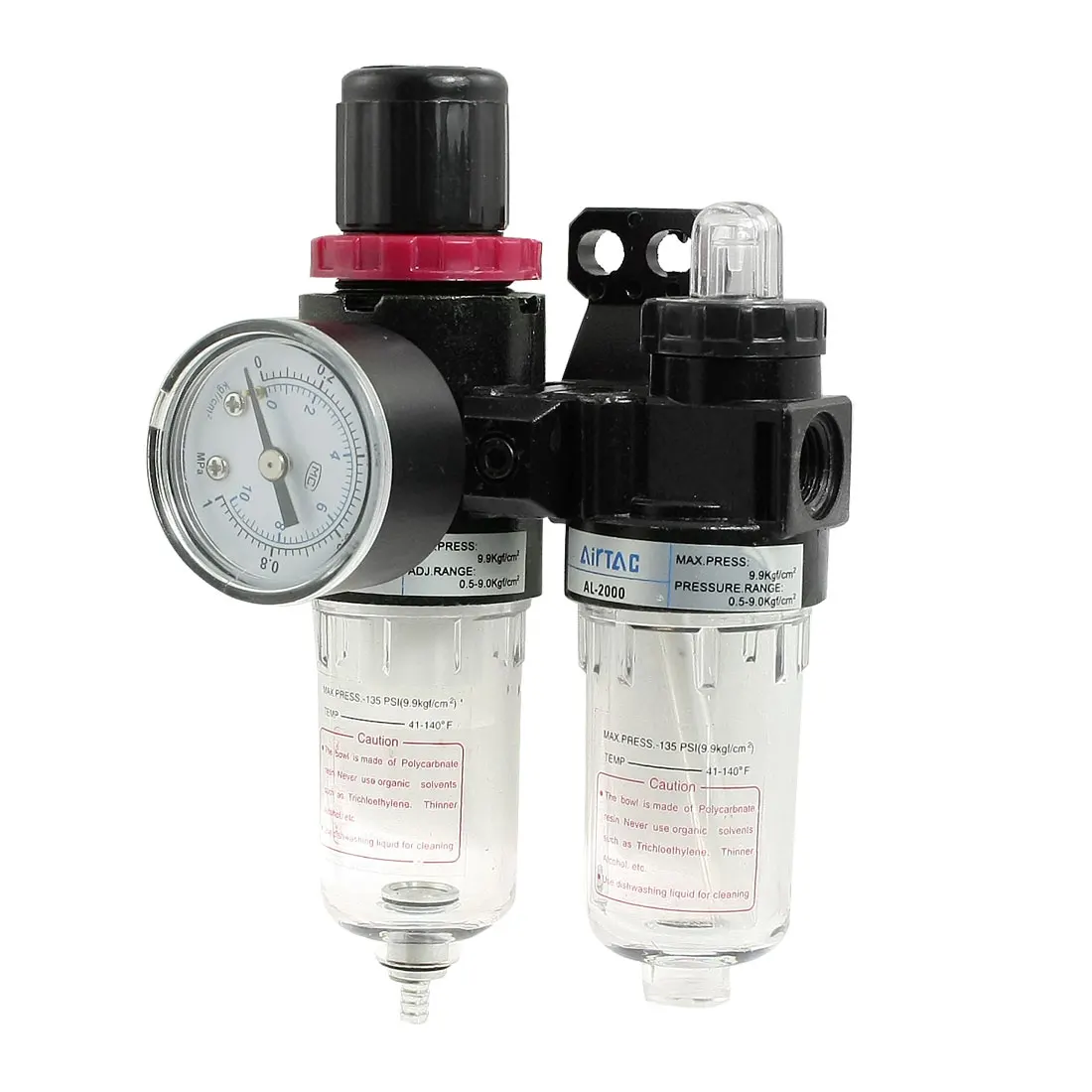 

UXCELL 1Mpa Pressure Gauge Pt 1/4" Air Filter Regulator Lubricator Frl Combinations
