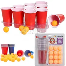 1 Set Entertainment Fun Party Drinking Game Party Game Drin king Toy Board Game Beer Pong Kit 24 Pong Balls and 24 Red Cups