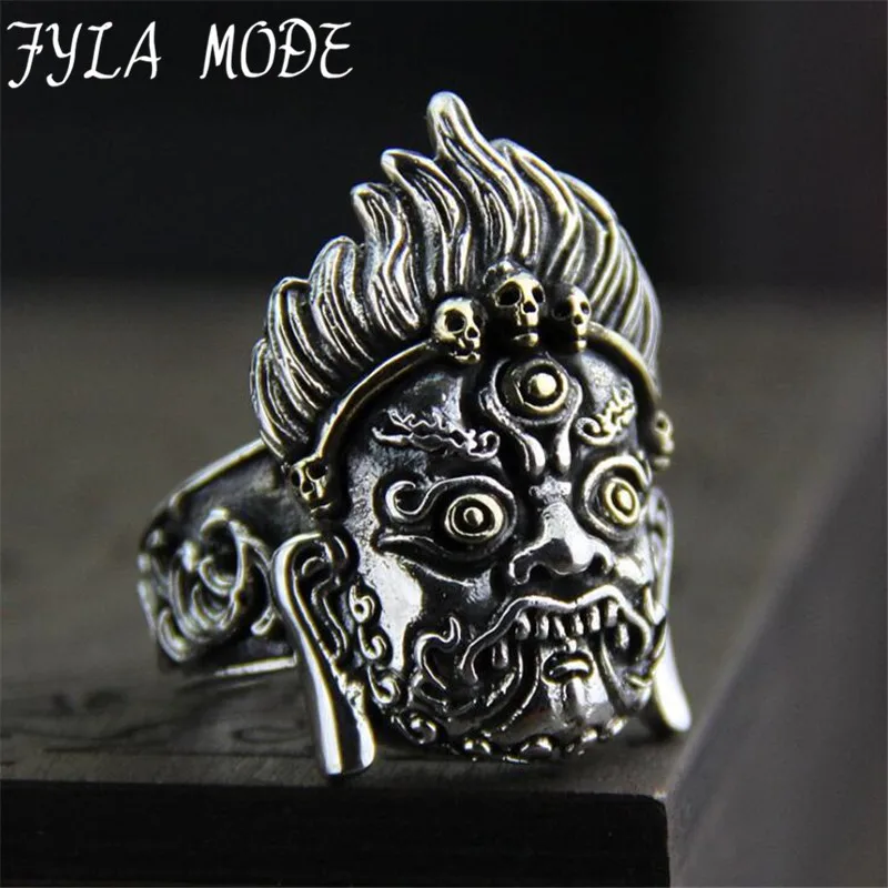 

Thailand Buddha Ring Authentic 100% 925 Sterling Silver Rings for Men Vintage Punk Style Men Jewelry 32.20mm 23.80G PBG034
