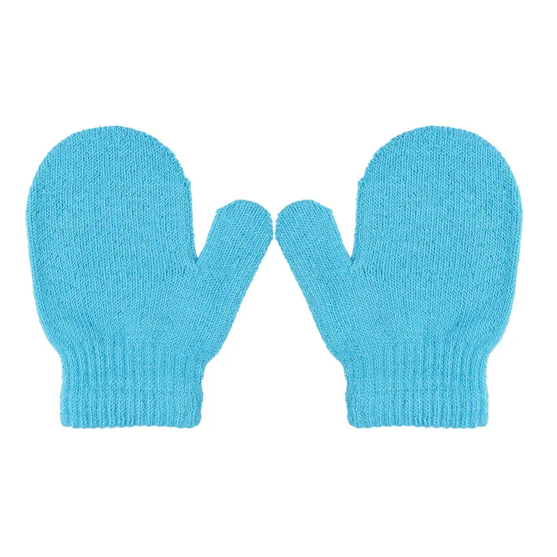 Зимние теплые детские перчатки, детские вязаные эластичные варежки, однотонные детские женские перчатки, перчатки для мальчиков, 7 цветов - Цвет: as the photo show