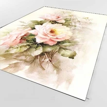 Else Розовый Белый розы цветы Ретро зеленый лист 3d принт нескользящие микрофибры гостиной декоративные современные моющиеся области коврик