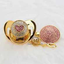 MIYOCAR блестящая золотая Серебряная розовая Соска-пустышка с сердечком и клипса уникальный дизайн для ребенка SGS сертификат Безопасный и уникальный AH