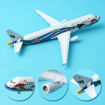 16cm Thai A320 Airbus Bangkok Fish Airlines Model Thailand Bangkok Fish Color Paint Airplane Aircraft Model Gift Travel Souvenir