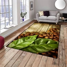 Еще коричневая древесина на кофейных зернах зеленые листья 3d принт Нескользящая микрофибра Гостиная декоративный современный моющийся коврик