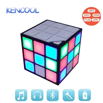 

KENCOOL Mini Wireless Speaker with Colorful LED Flash lights 3D Surround Sound Box Outdoors Subwoofer Built-in Microphone