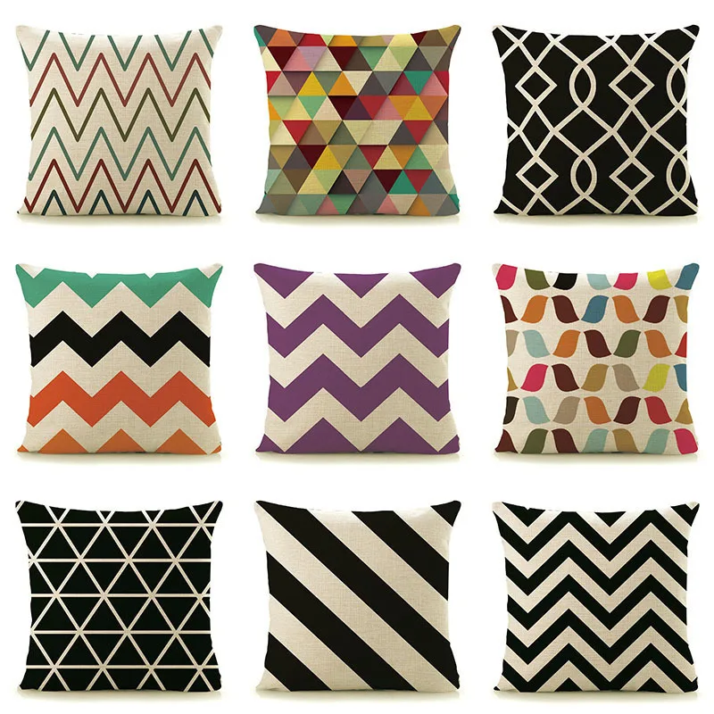 

Carefully selected chevron zig zig geometric patterns printed cushion home decorative pillows 45x45cm linen pillowcase C3 cheap