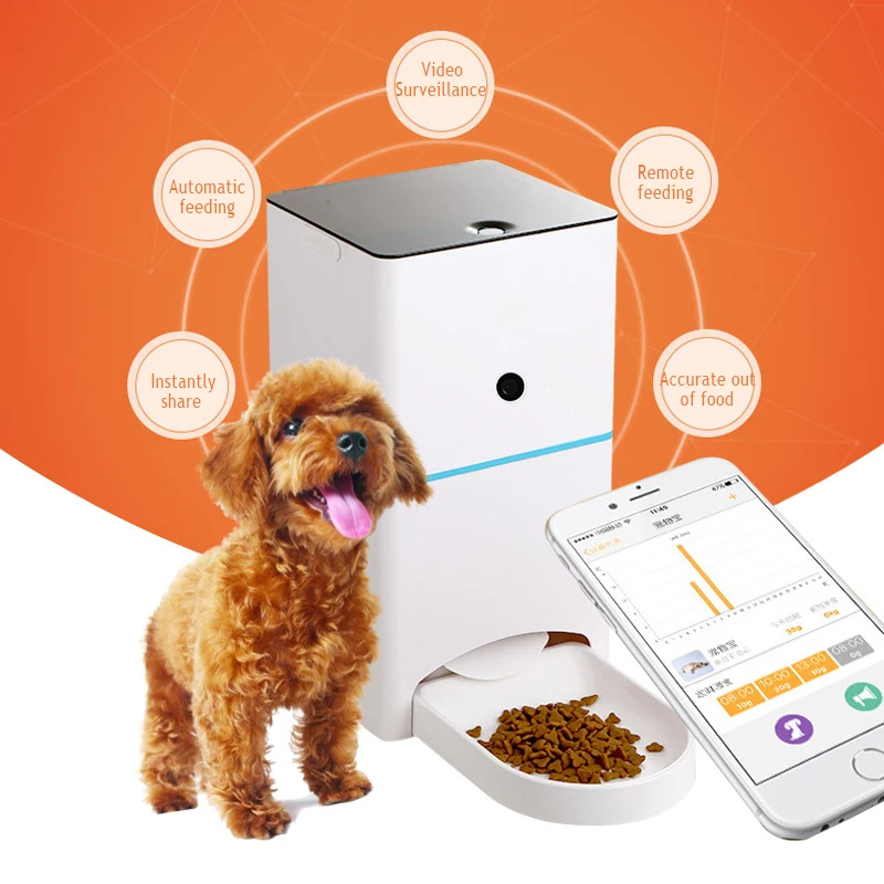 

KIMHOME PET Automatic Pet Feeder For Small Medium Large Dogs Cats Video Watch Timely Quantitative Remote Feeding Dog Dishes Food