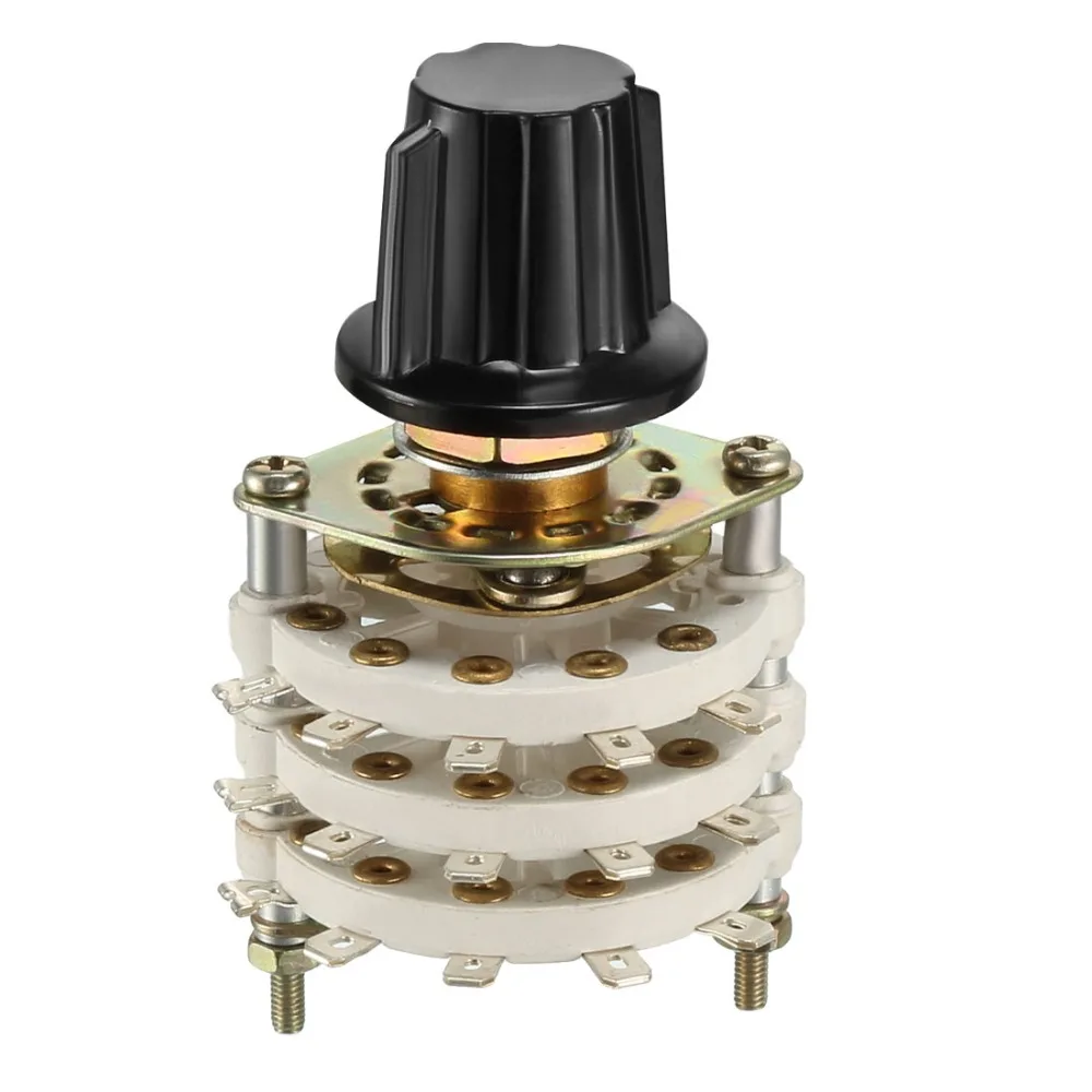 

UXCELL 2/3 Pole 4/5/8/9 Position Switch 1/2/3 Deck Band Channel Rotary Switch Selector with Knob for Radio TV Electronic Devices