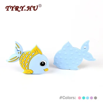 

TYRY.HU 1Pc Fish Silicone Teether BPA Free Teething Tooth Care For Necklaces Making Food Grade Beads Baby Chewed Newborn Gifts