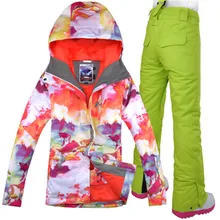 GSOU Снежная Женская лыжная куртка брюки лыжный сноуборд костюм водонепроницаемый ветрозащитный супер теплая Верхняя спортивная одежда брюки костюм