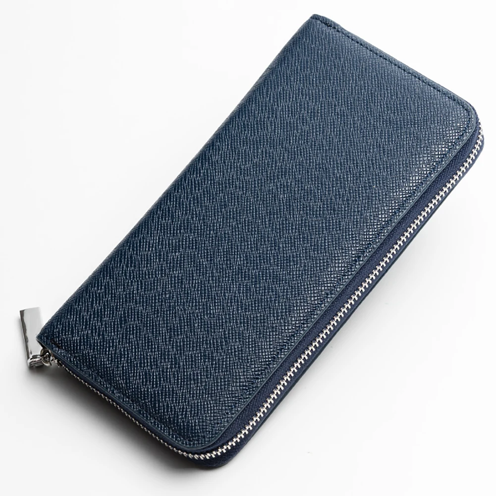 Women Men Vintage Faux Leather Zipper ID Credit Card Holder Long Bifold