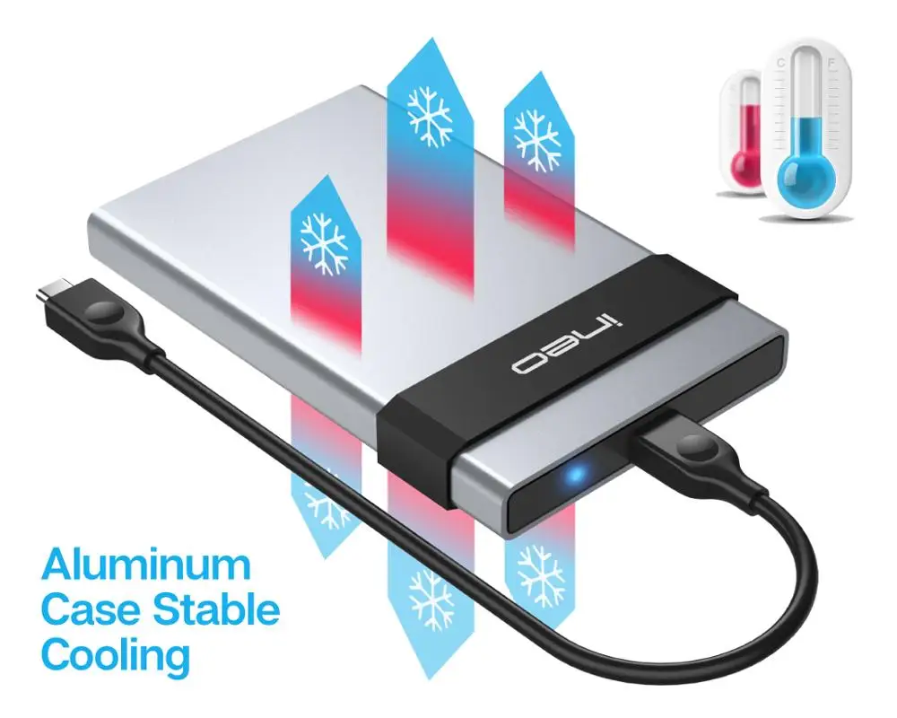 Ineo чехол для жесткого диска алюминиевый внешний USB C 3,1 Gen 2 type-C to SATA 2,5 дюймов жесткий диск SSD корпус Caddy [C2561]