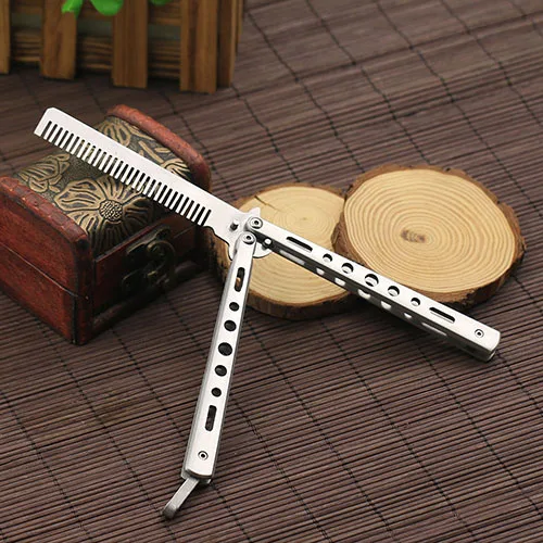 Stainless Steel Practice Training Butterfly Knife Comb Trainer Tool