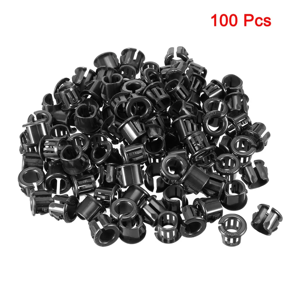 Uxcell 100pcs Black 10mm Mounting Diameter Plastic Cable Hose Snap