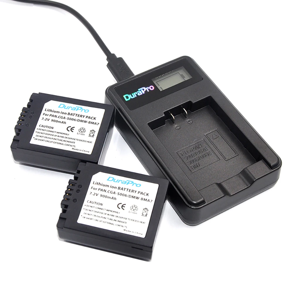 

Durapro 2 Pcs 900mAh CGA-S006 CGR CGA S006E S006 S006A DMW-BMA7 DMW BMA7 Battery + USB Charger for Panasonic DMC FZ7 FZ8 FZ18