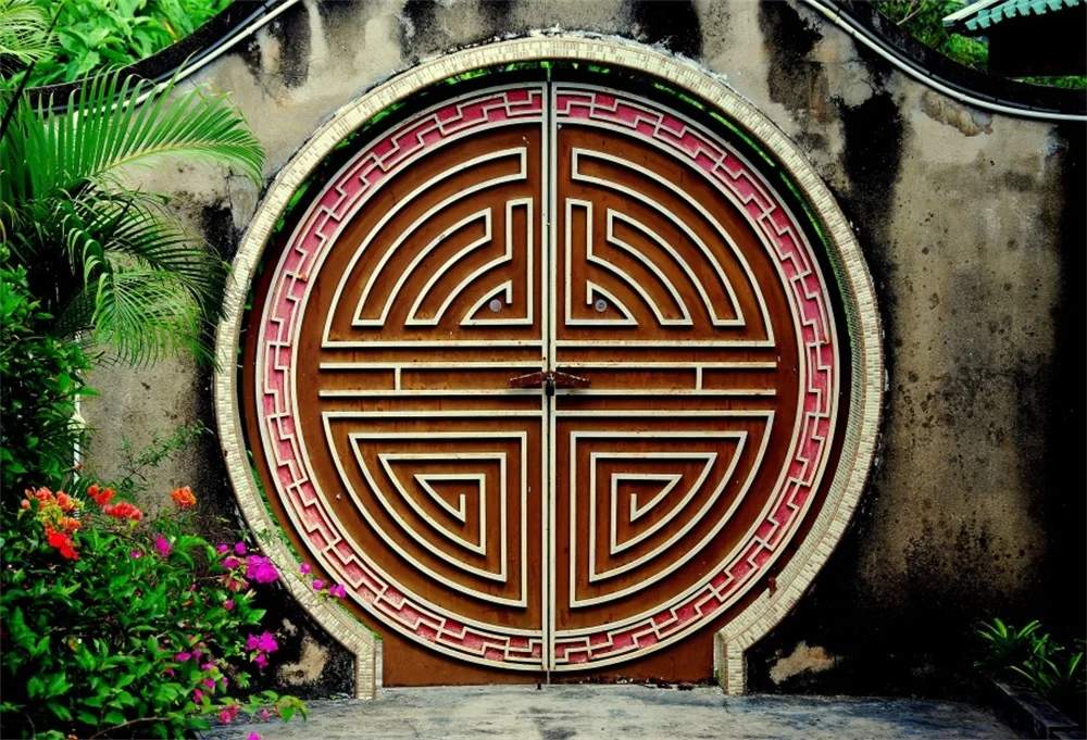 

Laeacco Chinese Style Garden Arch Door Scene Children Photography Backgrounds Customized Photographic Backdrops For Photo Studio