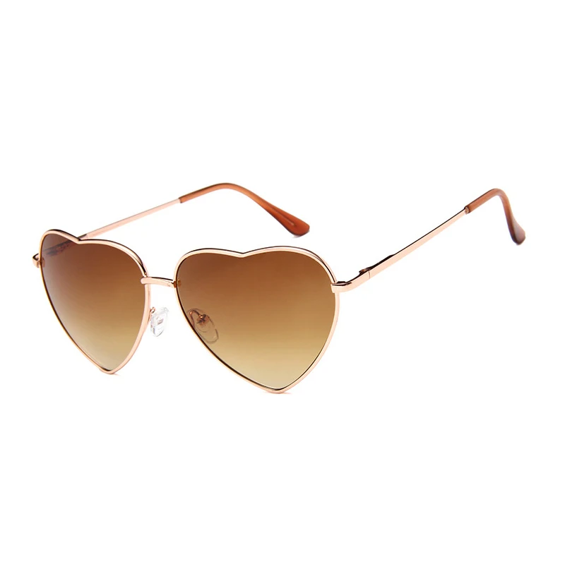 SIMPRECT, женские солнцезащитные очки с сердечком,, Ретро стиль, градиентная металлическая оправа, солнцезащитные очки, фирменный дизайн, Ретро стиль, Lunette De Soleil Femme - Цвет линз: 10
