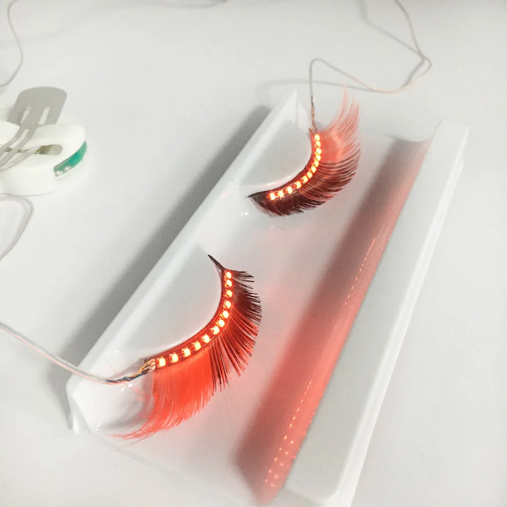

8 colors 1 Pair Waterproof Colorful LED Luminous Eyelash Light Up Fashion False Eye Lash Eyelid False Eyelashes For Pub Club