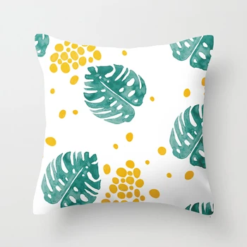 

45*45cm double side printed tropical plants pillowcase watercolor leaves cushion cover sofa pillow cover car decoration