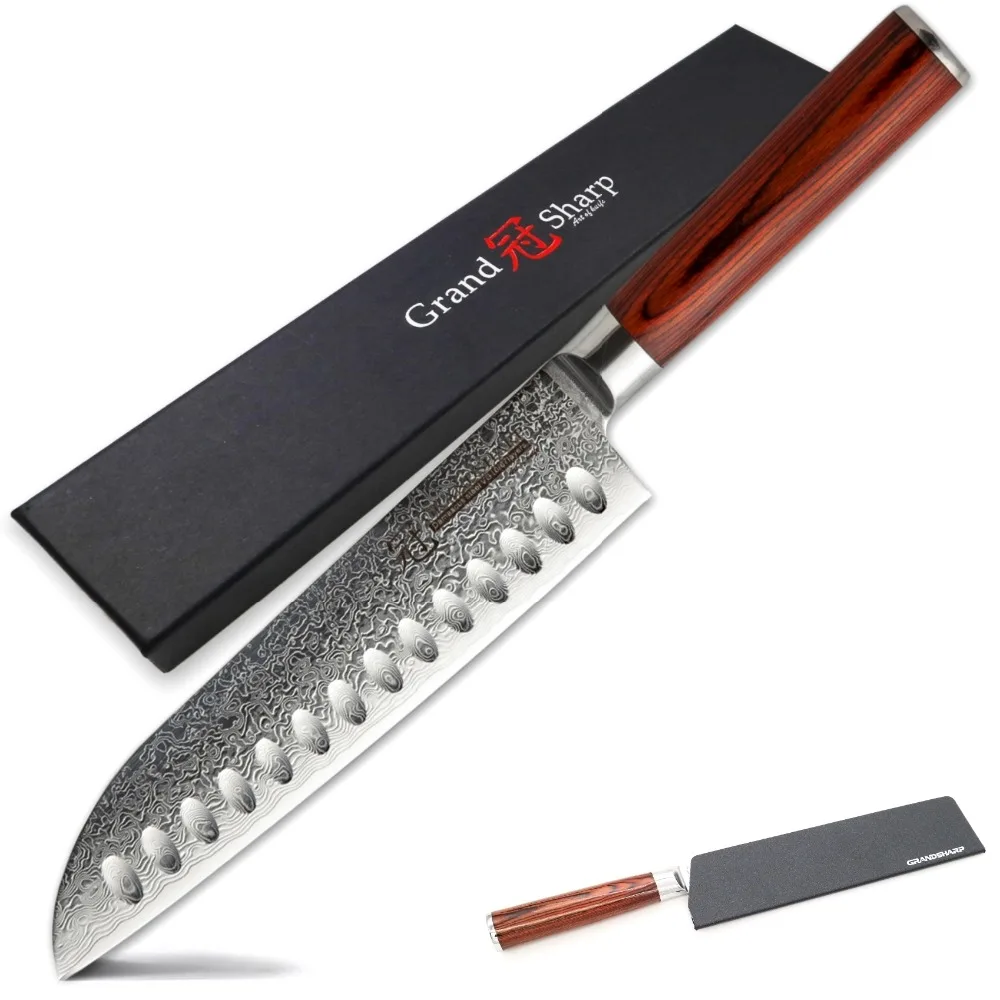 GRANDSHARP 7 дюймов дамасский нож сантоку 67 слоев японской дамасской стали VG-10 японские кухонные инструменты поварские ножи Новые