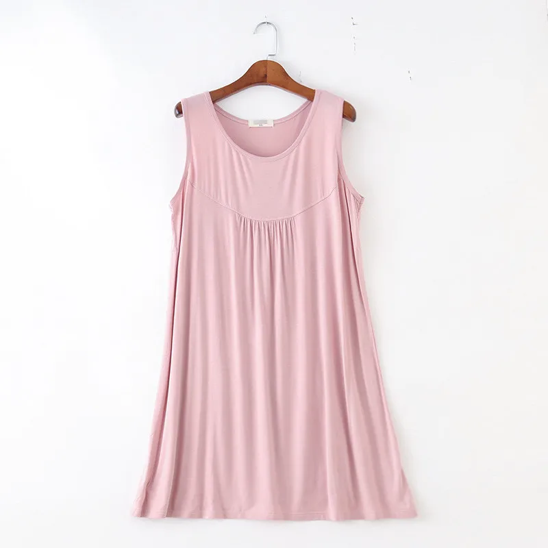 Fdfklak, новинка, сексуальная хлопковая ночная рубашка, женская ночная рубашка без рукавов, женская летняя ночная рубашка, женская ночная рубашка большого размера, домашняя одежда - Цвет: pink