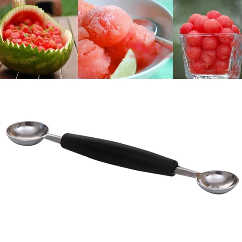1PC Stalinless Steel Dual Double end Melon Baller Scoops Fruit Spoon